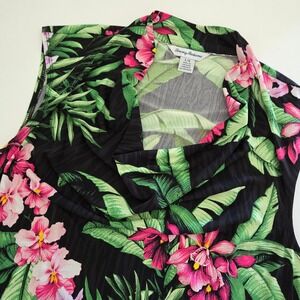 Tommy Bahama Sheath Dress Black Floral Tropical Cowl Neck Womens Large